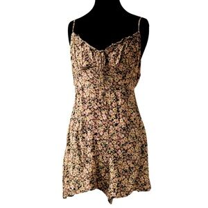 Floral Spaghetti Strap Romper - Pink & Black.Size:L